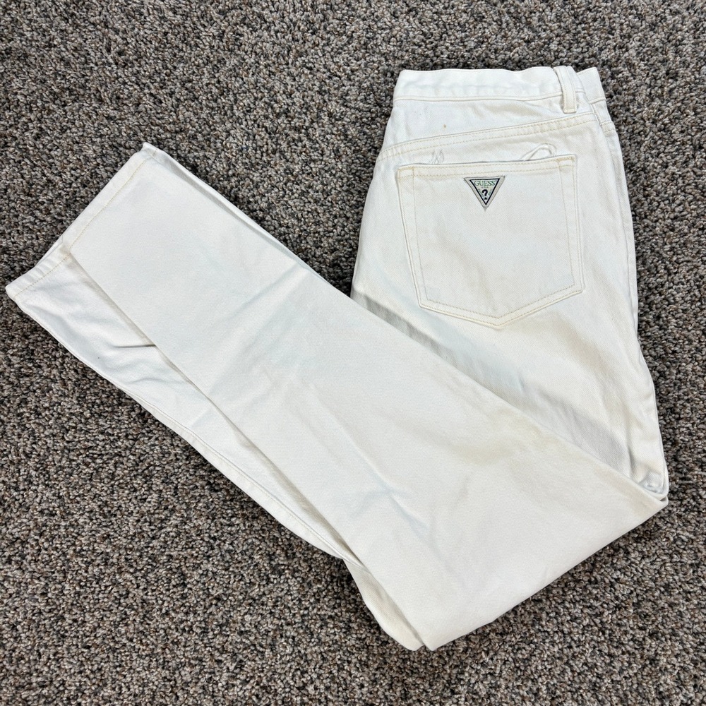 Vintage Guess Jeans Men's 30x31 White Denim Straight Leg Made in USA 15001-32